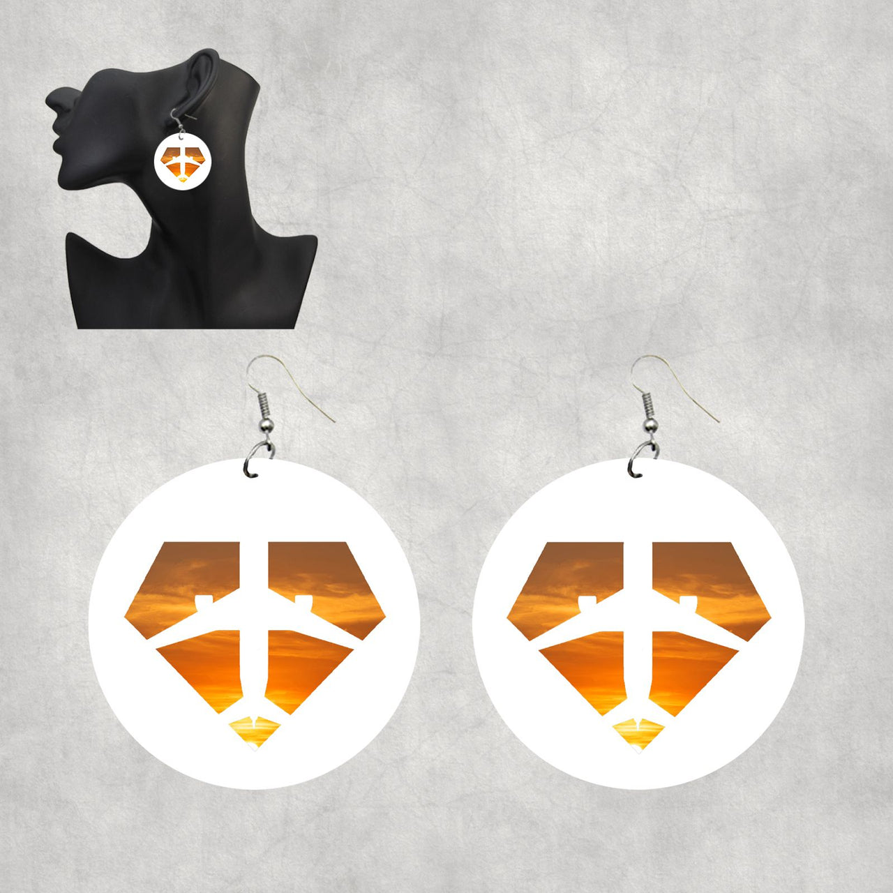 Supermen of The Skies (Sunset) Designed Wooden Drop Earrings