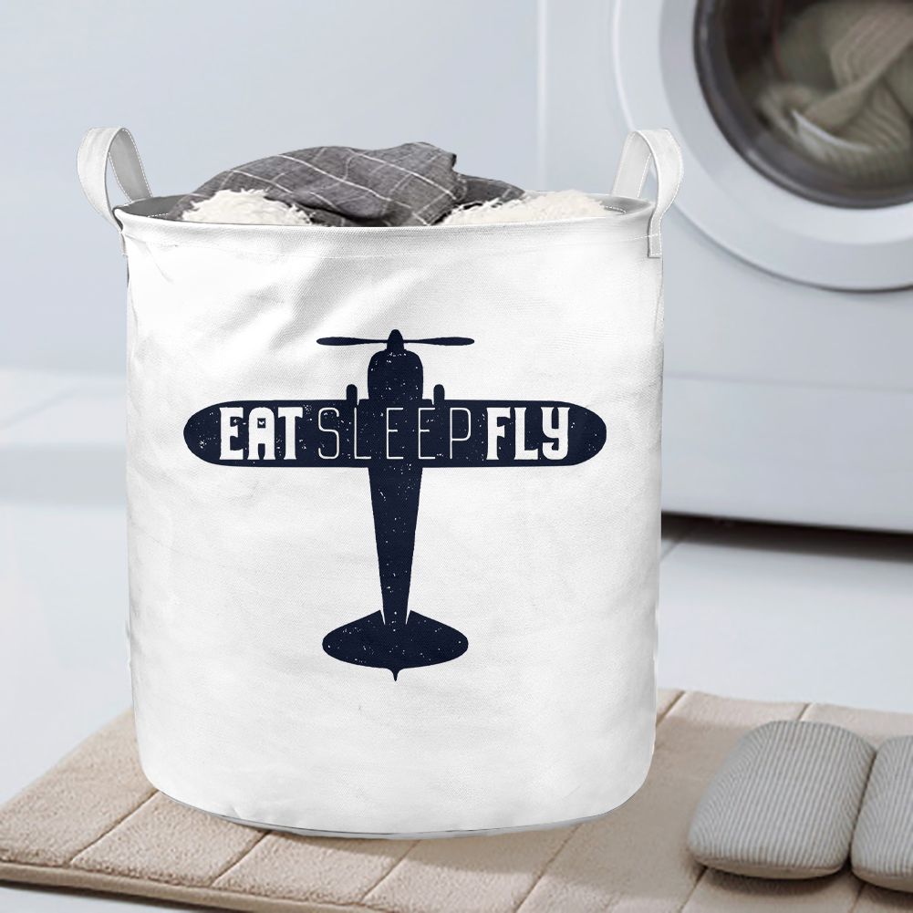 Eat Sleep Fly & Propeller Designed Laundry Baskets