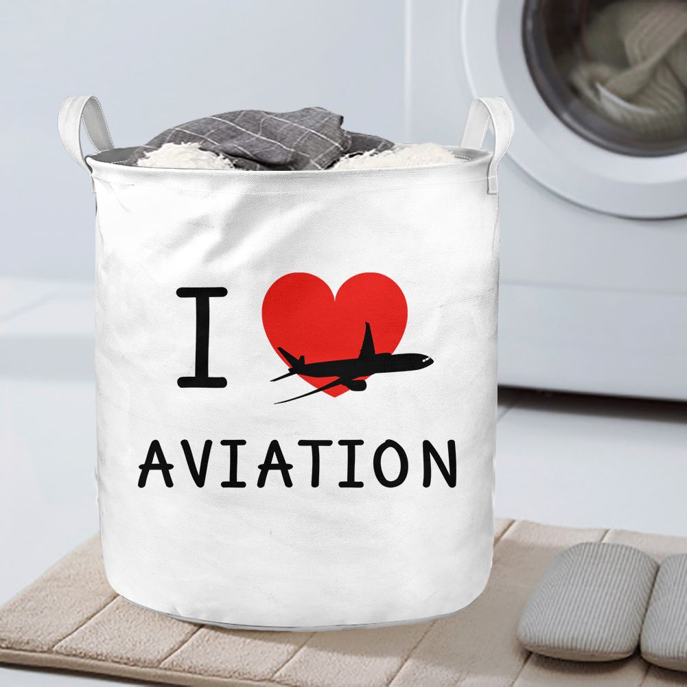 I Love Aviation Designed Laundry Baskets