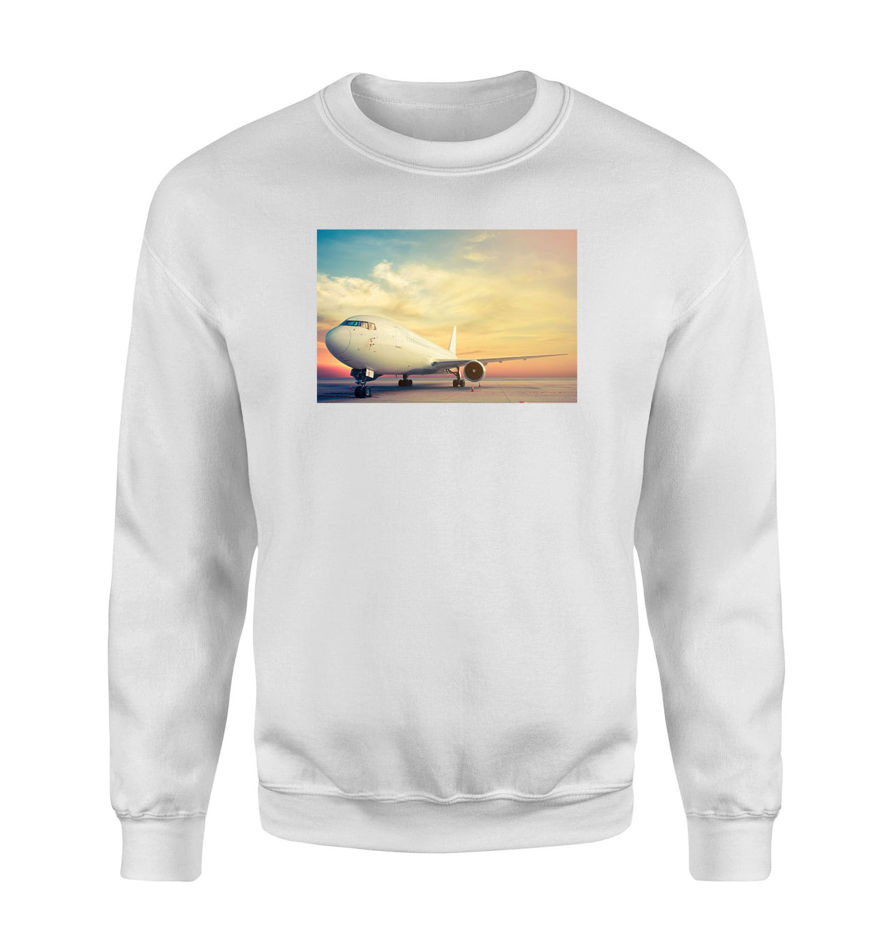 Parked Aircraft During Sunset Designed Sweatshirts
