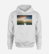 Thumbnail for Airplane Flying Over Runway Designed Hoodies
