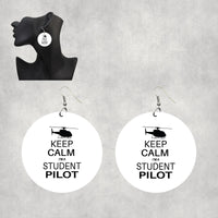Thumbnail for Student Pilot (Helicopter) Designed Wooden Drop Earrings
