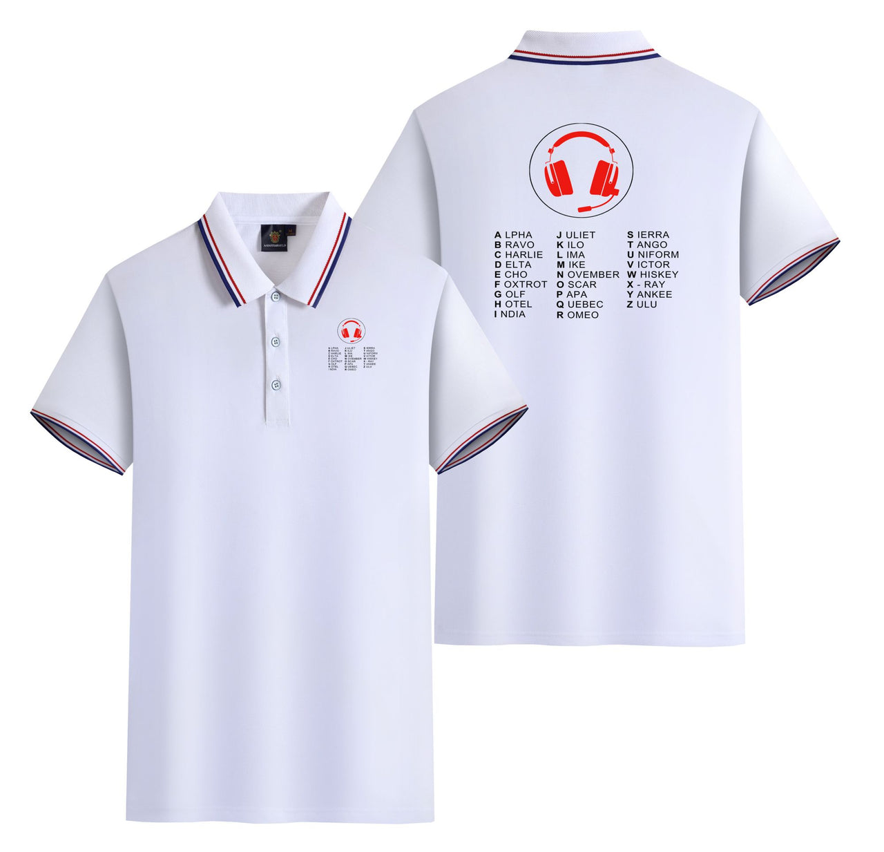 Aviation Alphabet 3 Designed Stylish Polo T-Shirts (Double-Side)