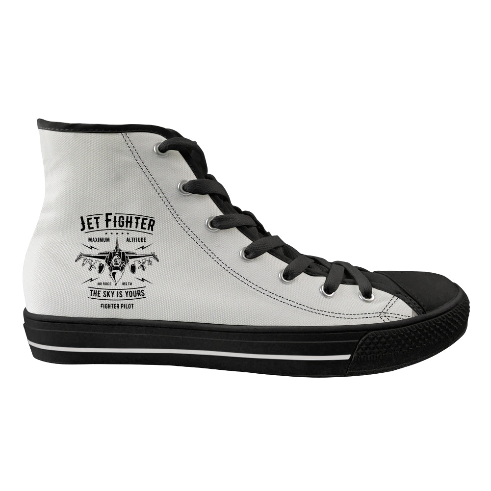 Jet Fighter - The Sky is Yours Designed Long Canvas Shoes (Women)