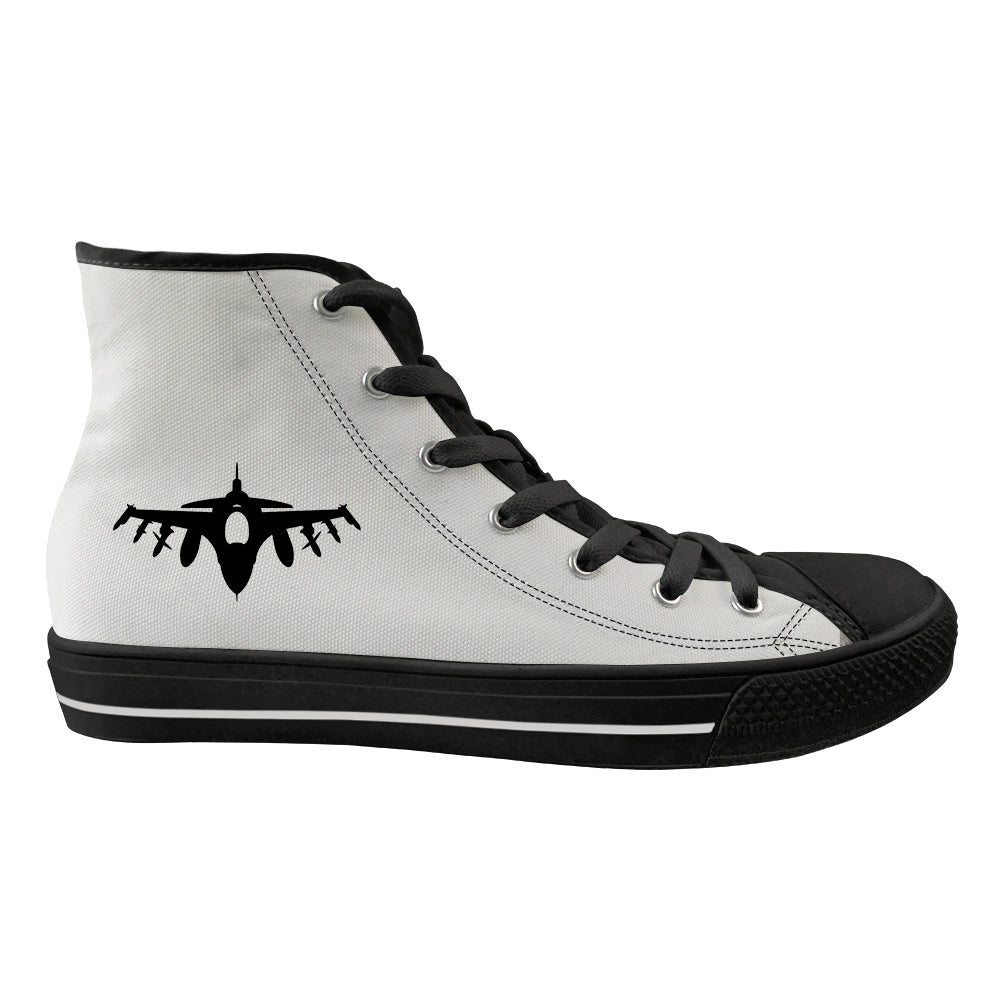 Fighting Falcon F16 Silhouette Designed Long Canvas Shoes (Women)