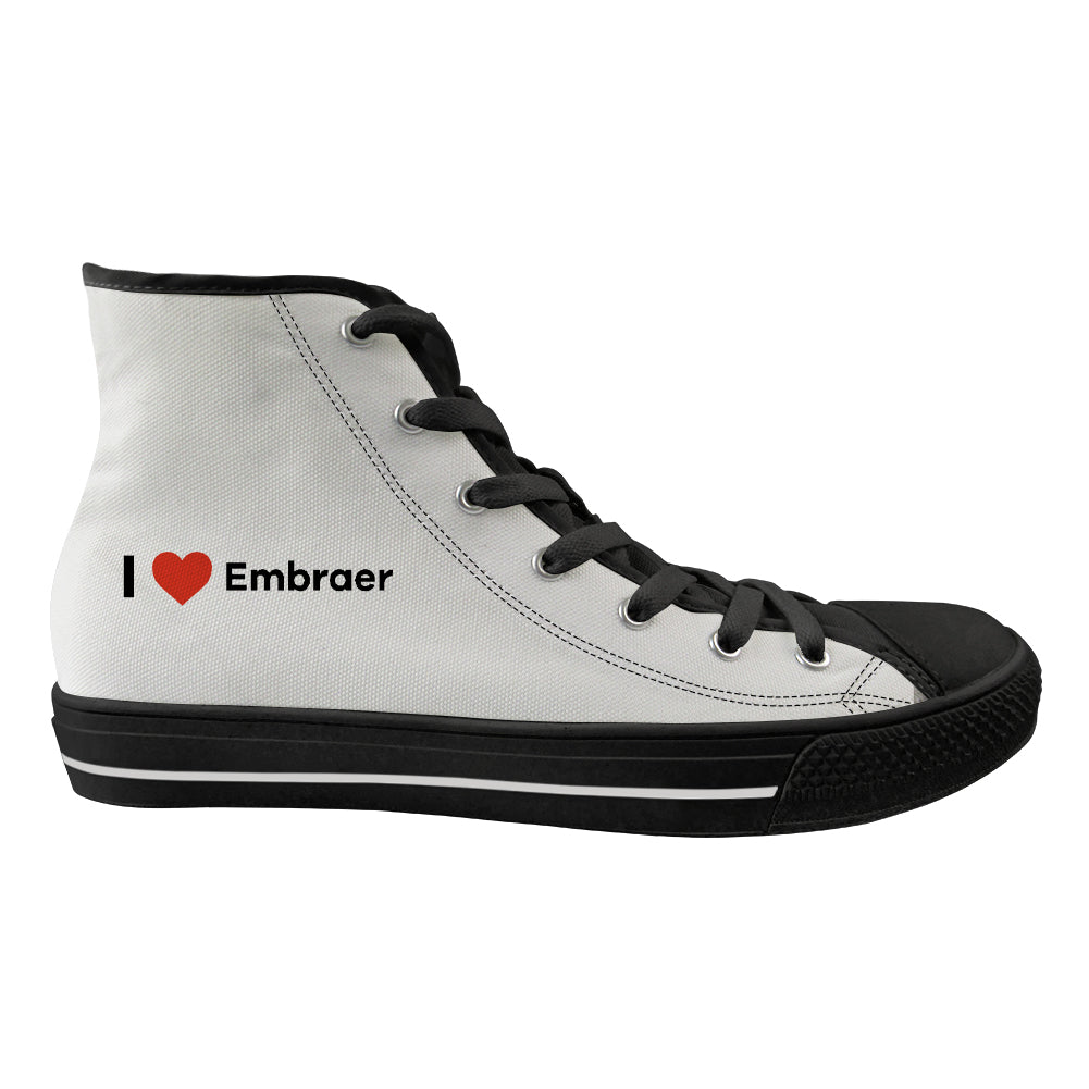 I Love Embraer Designed Long Canvas Shoes (Women)