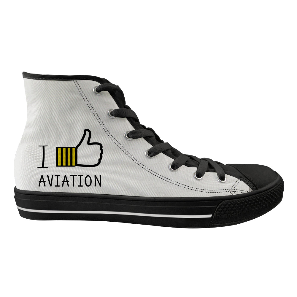 I Like Aviation Designed Long Canvas Shoes (Women)