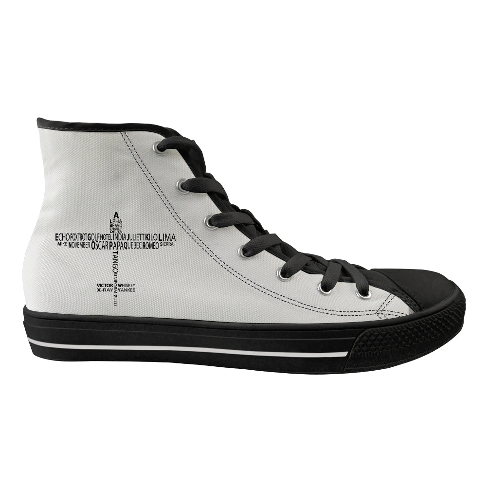 Propeller Shape Aviation Alphabet Designed Long Canvas Shoes (Women)