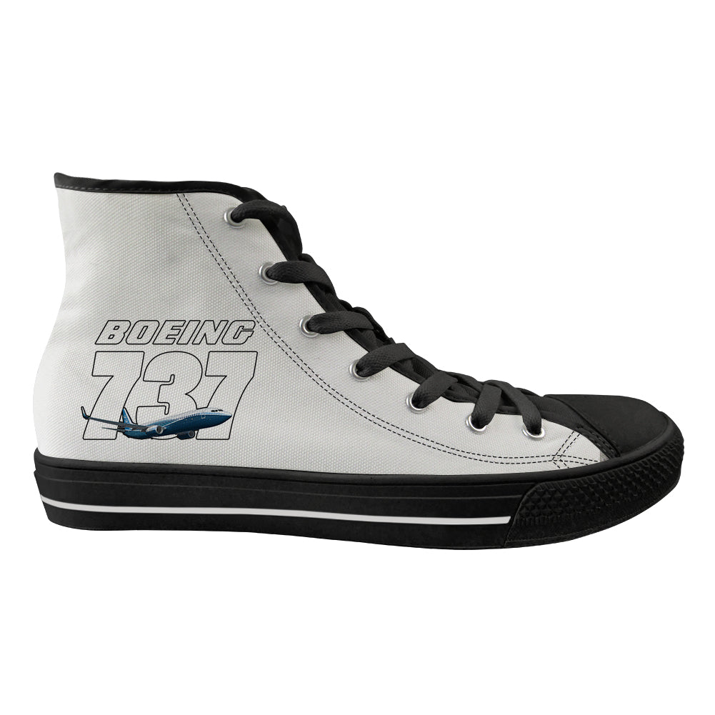 Super Boeing 737+Text Designed Long Canvas Shoes (Women)