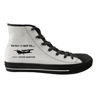 Thumbnail for To Fly or Not To What a Stupid Question Designed Long Canvas Shoes (Women)