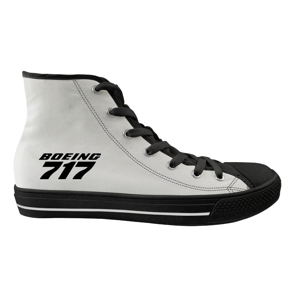 Boeing 717 & Text Designed Long Canvas Shoes (Women)