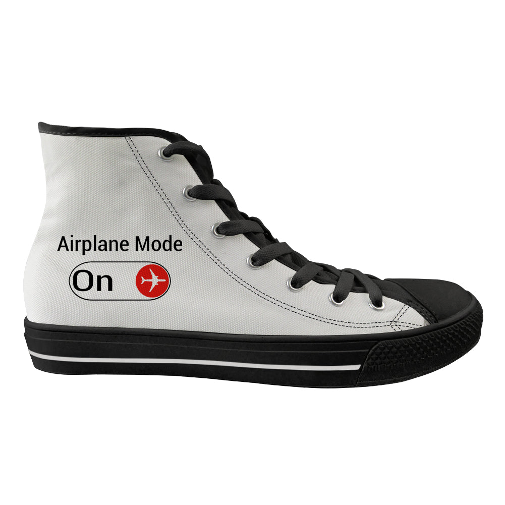 Airplane Mode On Designed Long Canvas Shoes (Women)