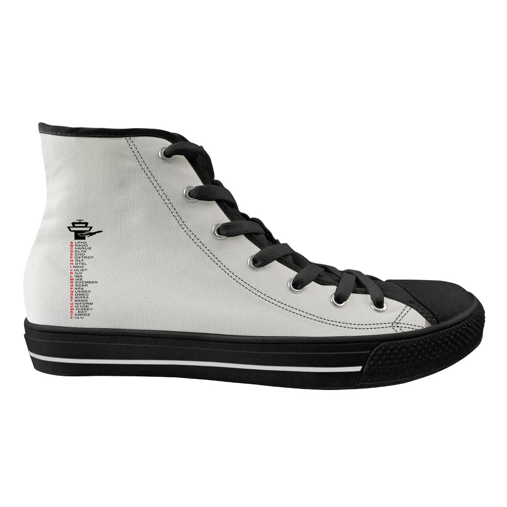 Aviation Alphabet Designed Long Canvas Shoes (Men)