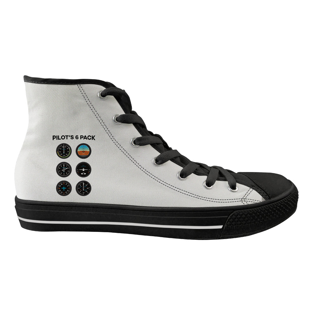 Pilot's 6 Pack Designed Long Canvas Shoes (Women)