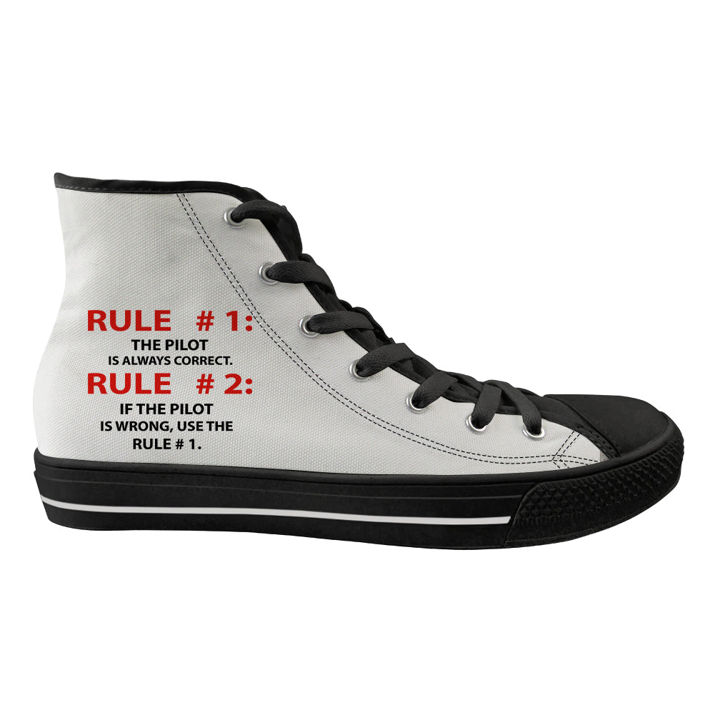 Rule 1 - Pilot is Always Correct Designed Long Canvas Shoes (Women)