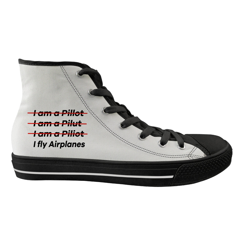I Fly Airplanes Designed Long Canvas Shoes (Women)