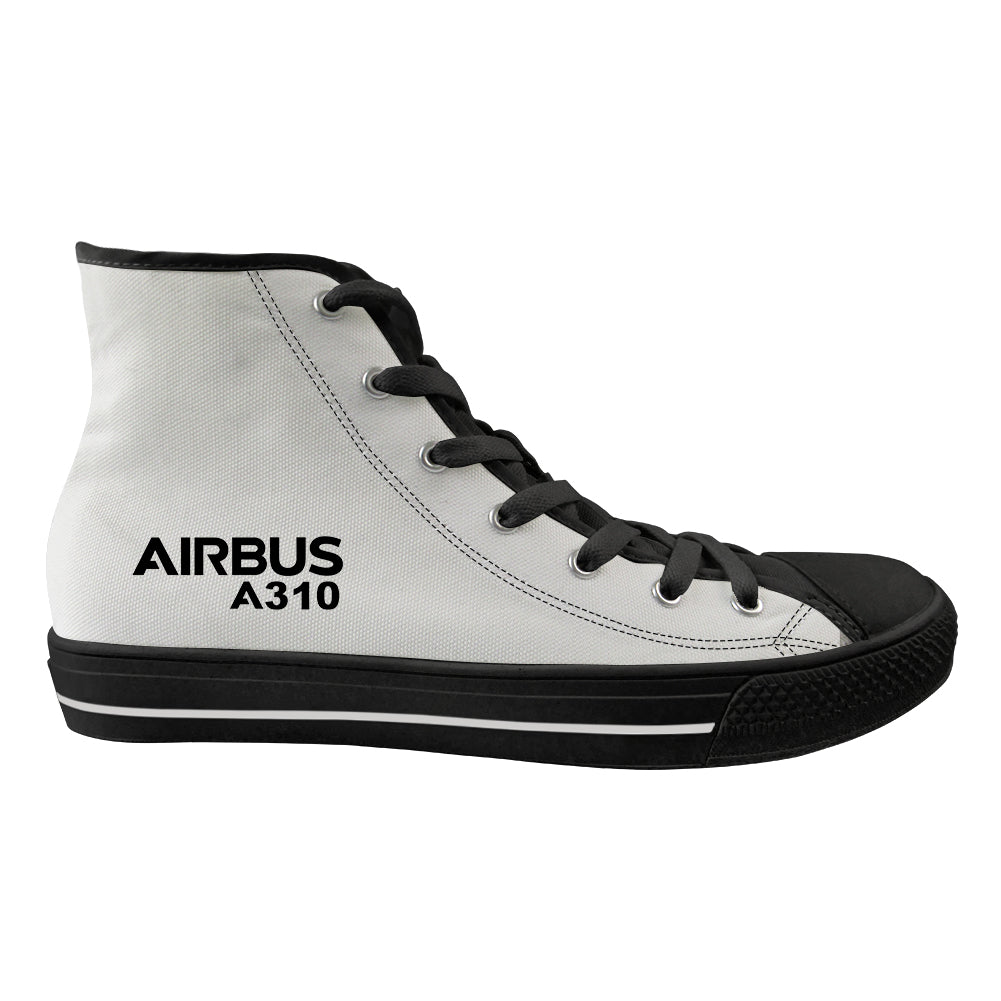 Airbus A310 & Text Designed Long Canvas Shoes (Women)