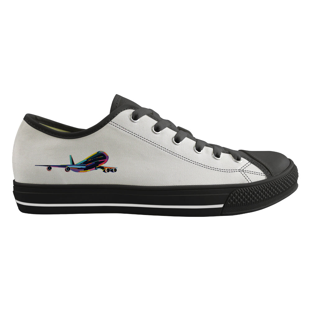 Multicolor Airplane Designed Canvas Shoes (Men)