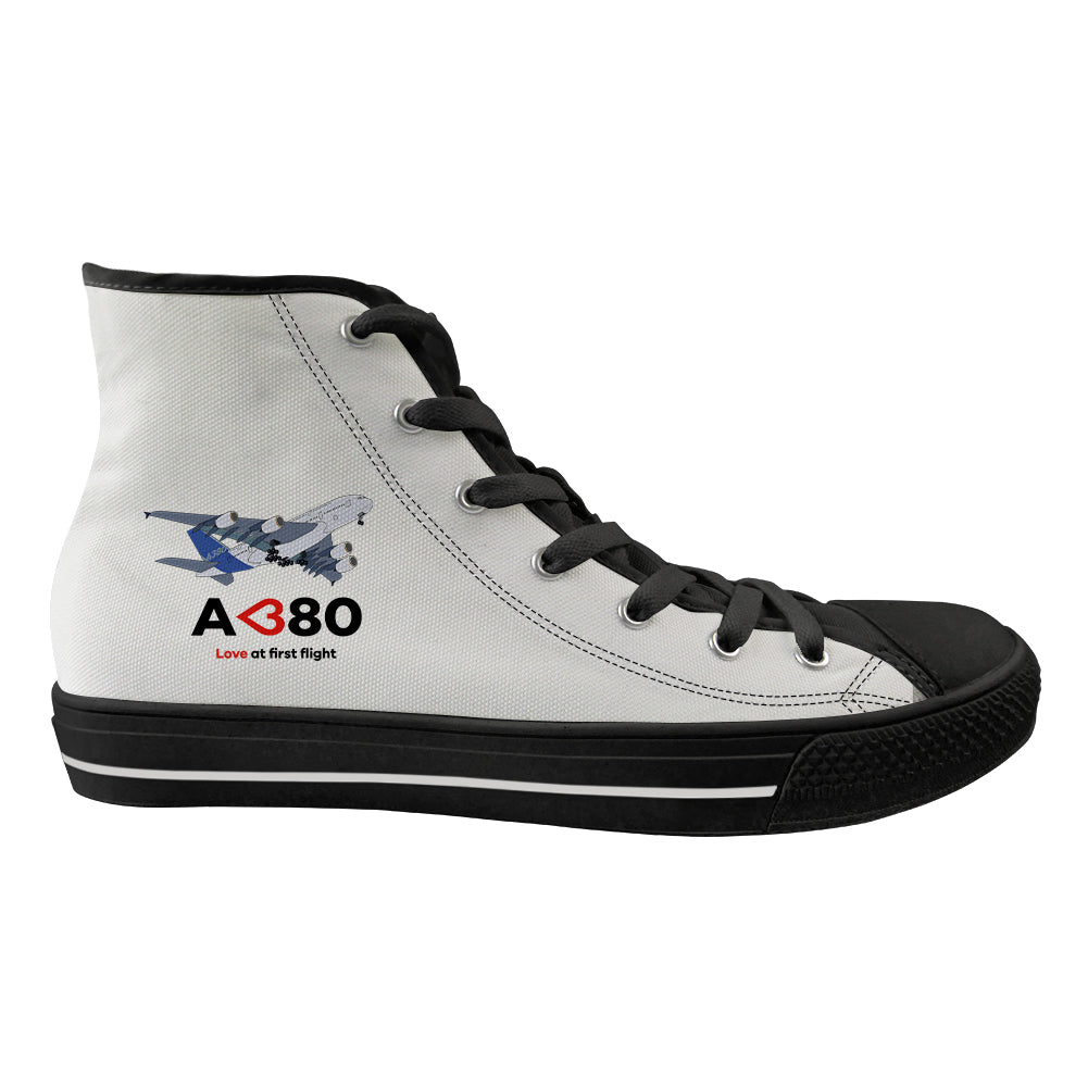 Airbus A380 Love at first flight Designed Long Canvas Shoes (Men)