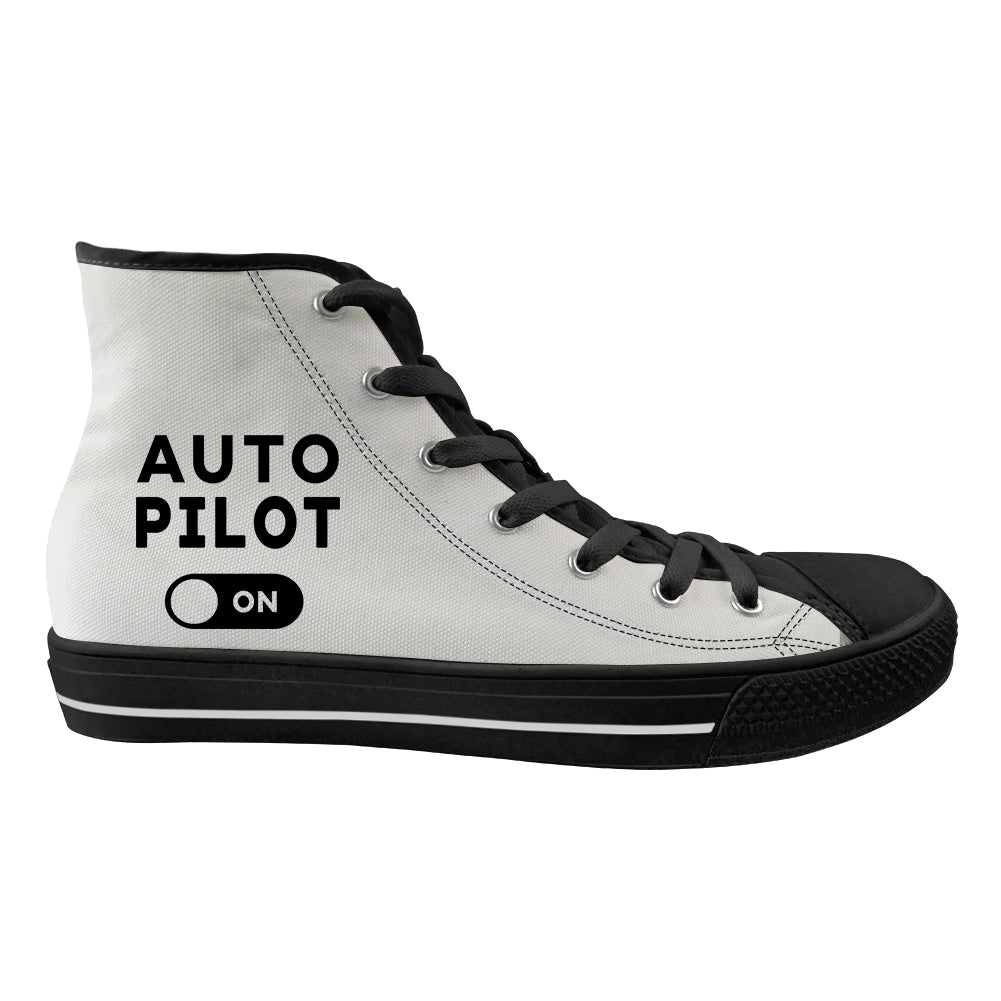 Auto Pilot ON Designed Long Canvas Shoes (Women)