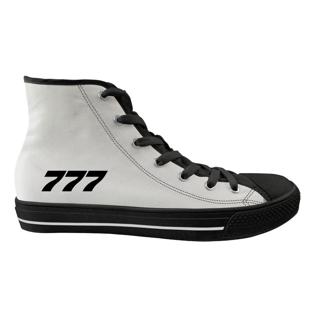 777 Flat Text Designed Long Canvas Shoes (Women)
