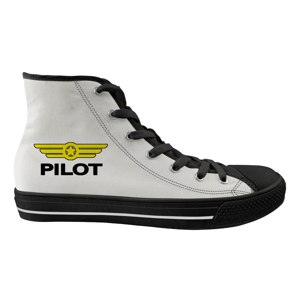 Pilot & Badge Designed Long Canvas Shoes (Women)
