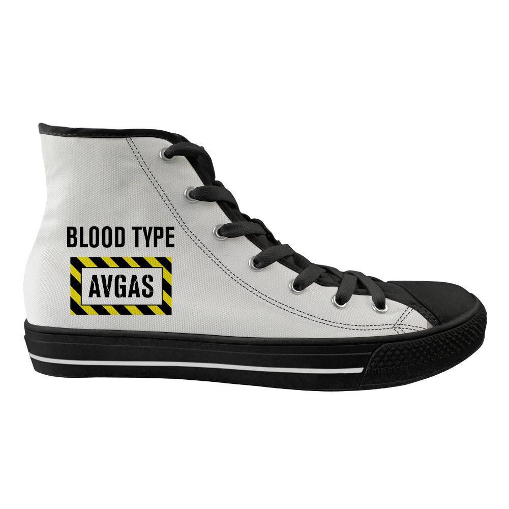 Blood Type AVGAS Designed Long Canvas Shoes (Men)