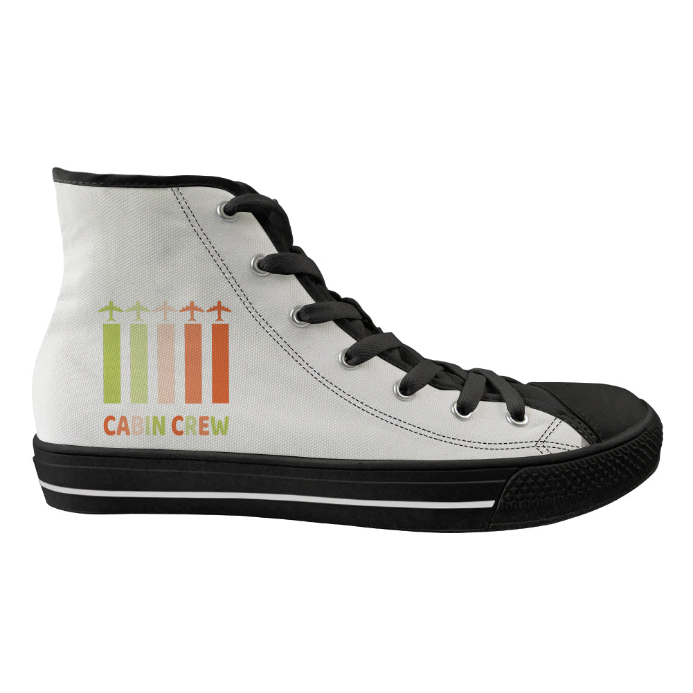 Colourful Cabin Crew Designed Long Canvas Shoes (Women)