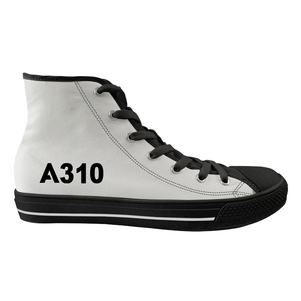 A310 Flat Text Flat Text Designed Long Canvas Shoes (Women)