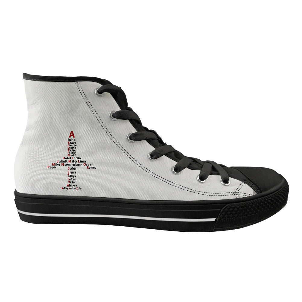 Airplane Shape Aviation Alphabet Designed Long Canvas Shoes (Men)
