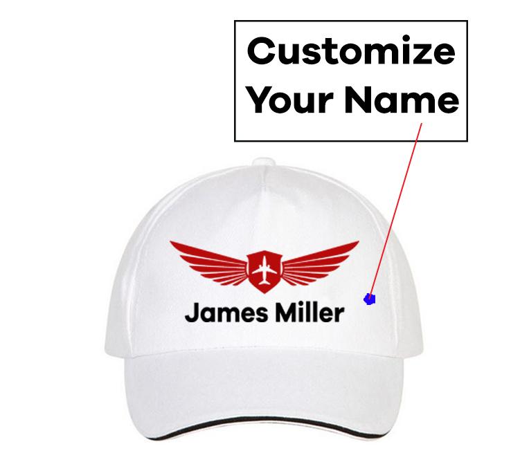 Customizable Name & Badge Designed Hats Pilot Eyes Store White(Colour) 