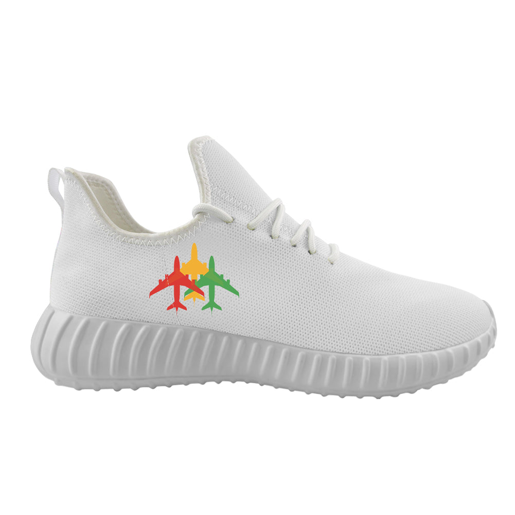 Colourful 3 Airplanes Designed Sport Sneakers & Shoes (WOMEN)