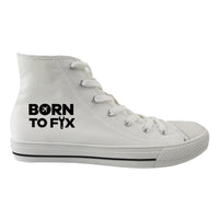 Thumbnail for Born To Fix Airplanes Designed Long Canvas Shoes (Men)
