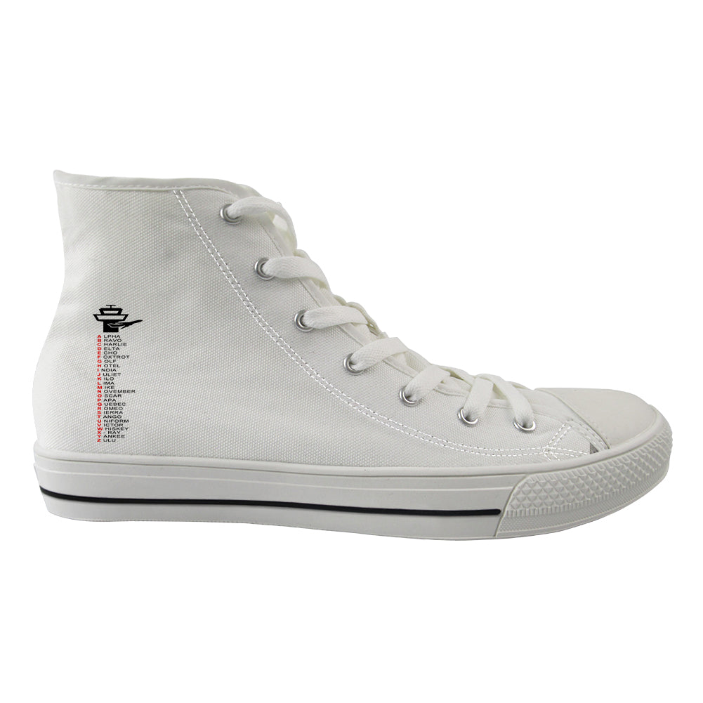 Aviation Alphabet Designed Long Canvas Shoes (Men)