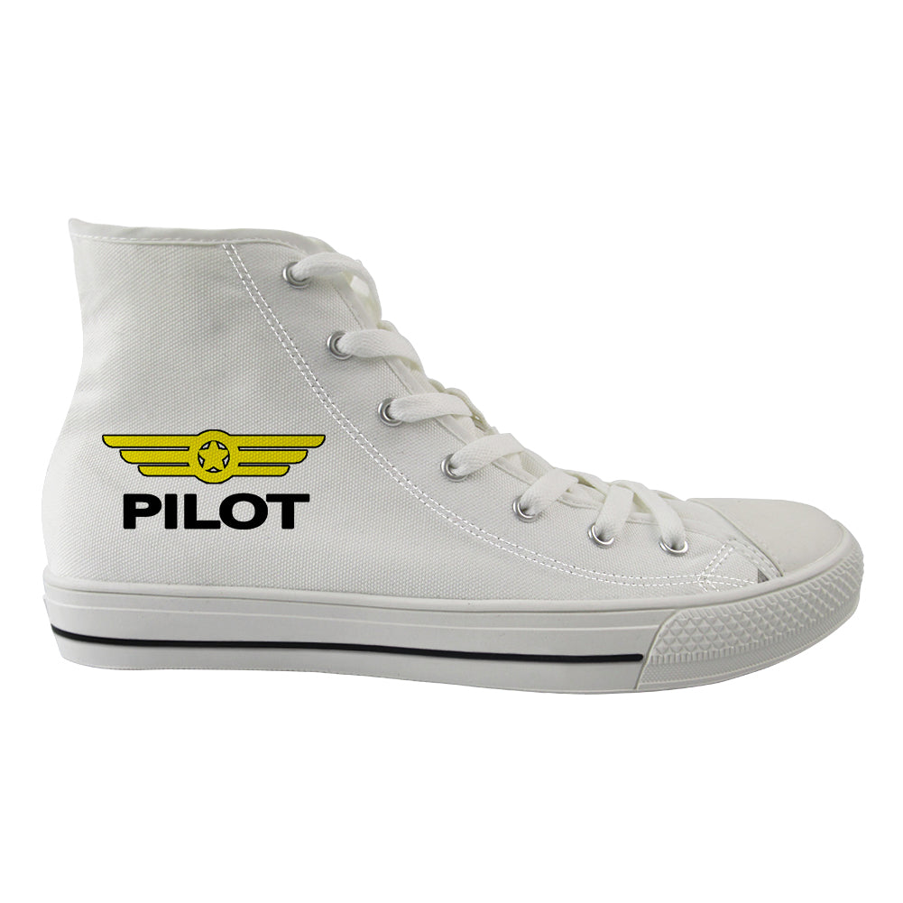 Pilot & Badge Designed Long Canvas Shoes (Women)