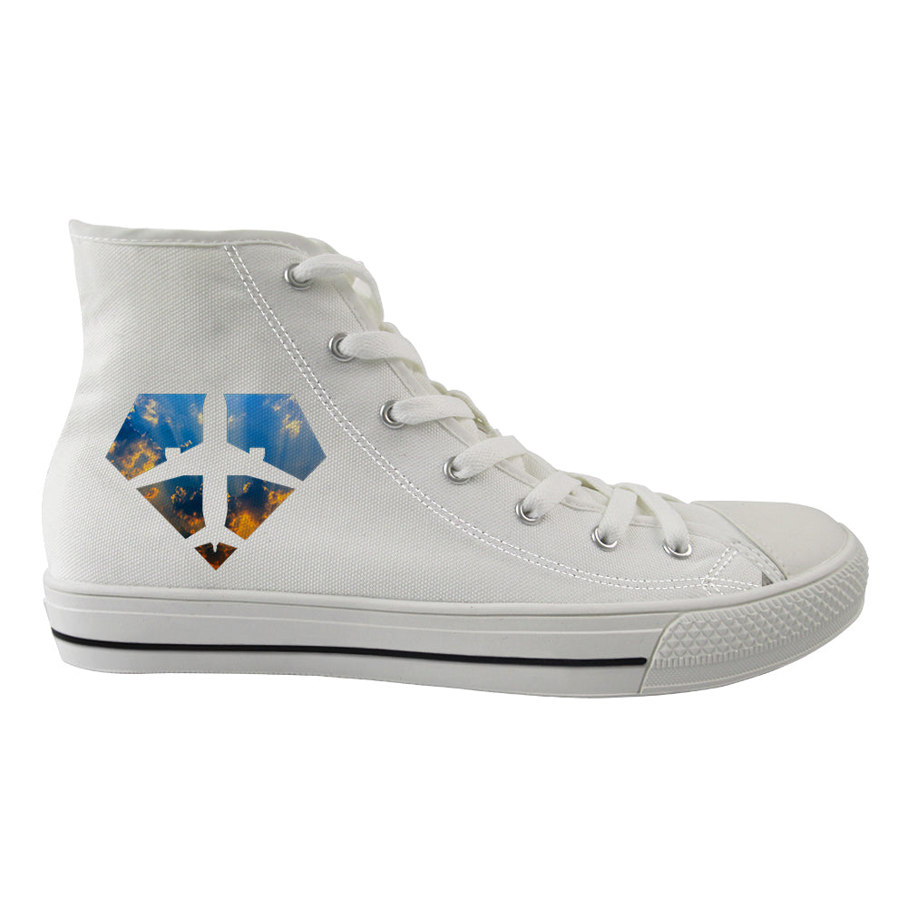 Supermen of The Skies (Sunrise) Designed Long Canvas Shoes (Women)