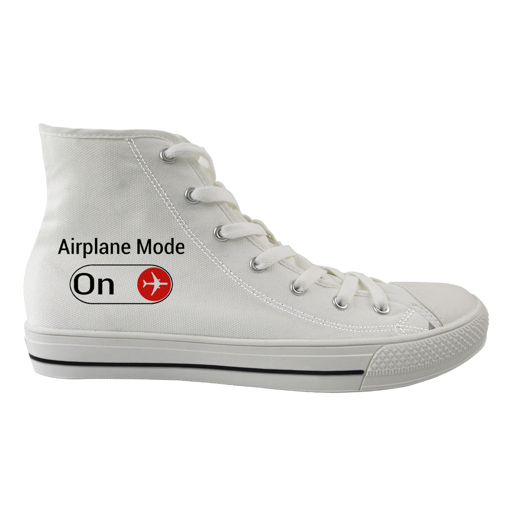 Airplane Mode On Designed Long Canvas Shoes (Women)