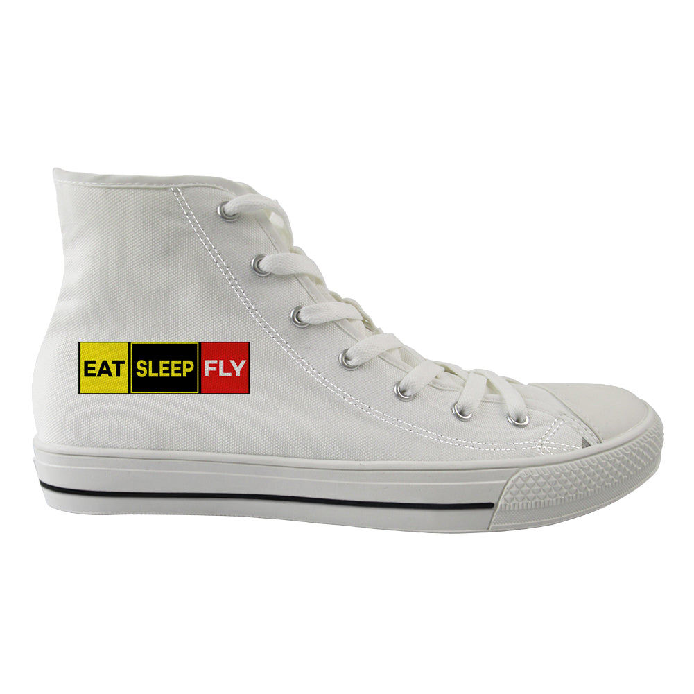 Eat Sleep Fly (Colourful) Designed Long Canvas Shoes (Women)