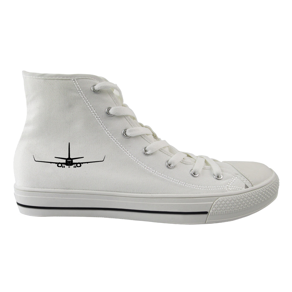 Boeing 737-800NG Silhouette Designed Long Canvas Shoes (Women)
