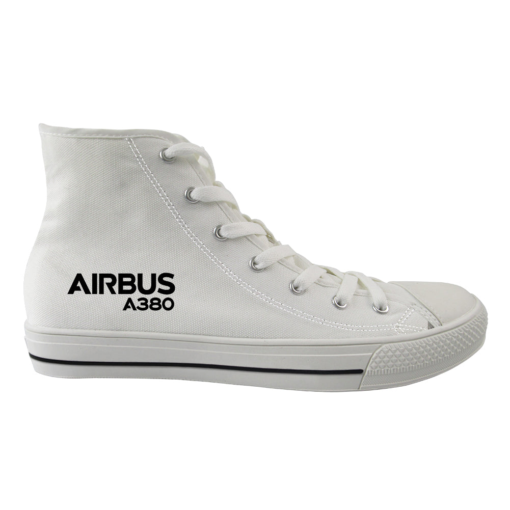 Airbus A380 & Text Designed Long Canvas Shoes (Women)