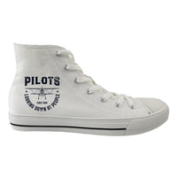 Thumbnail for Pilots Looking Down at People Since 1903 Designed Long Canvas Shoes (Women)