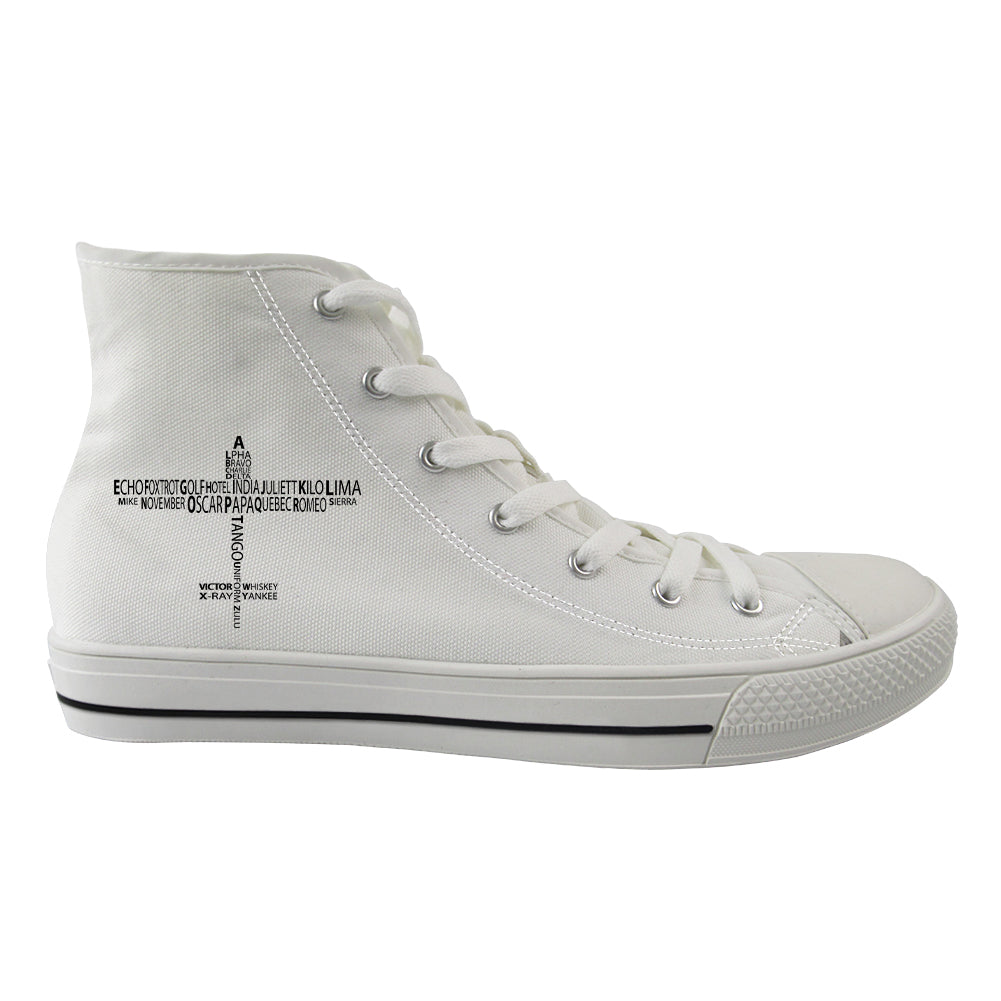 Propeller Shape Aviation Alphabet Designed Long Canvas Shoes (Women)