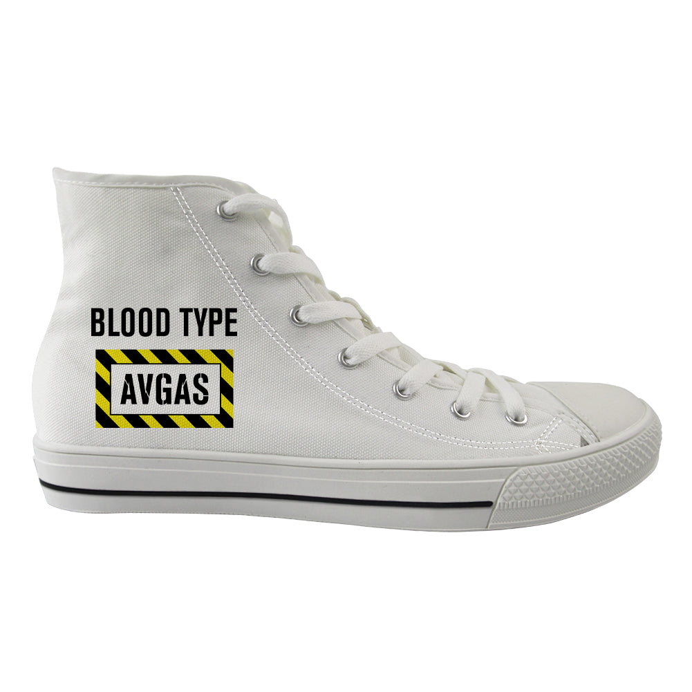 Blood Type AVGAS Designed Long Canvas Shoes (Women)