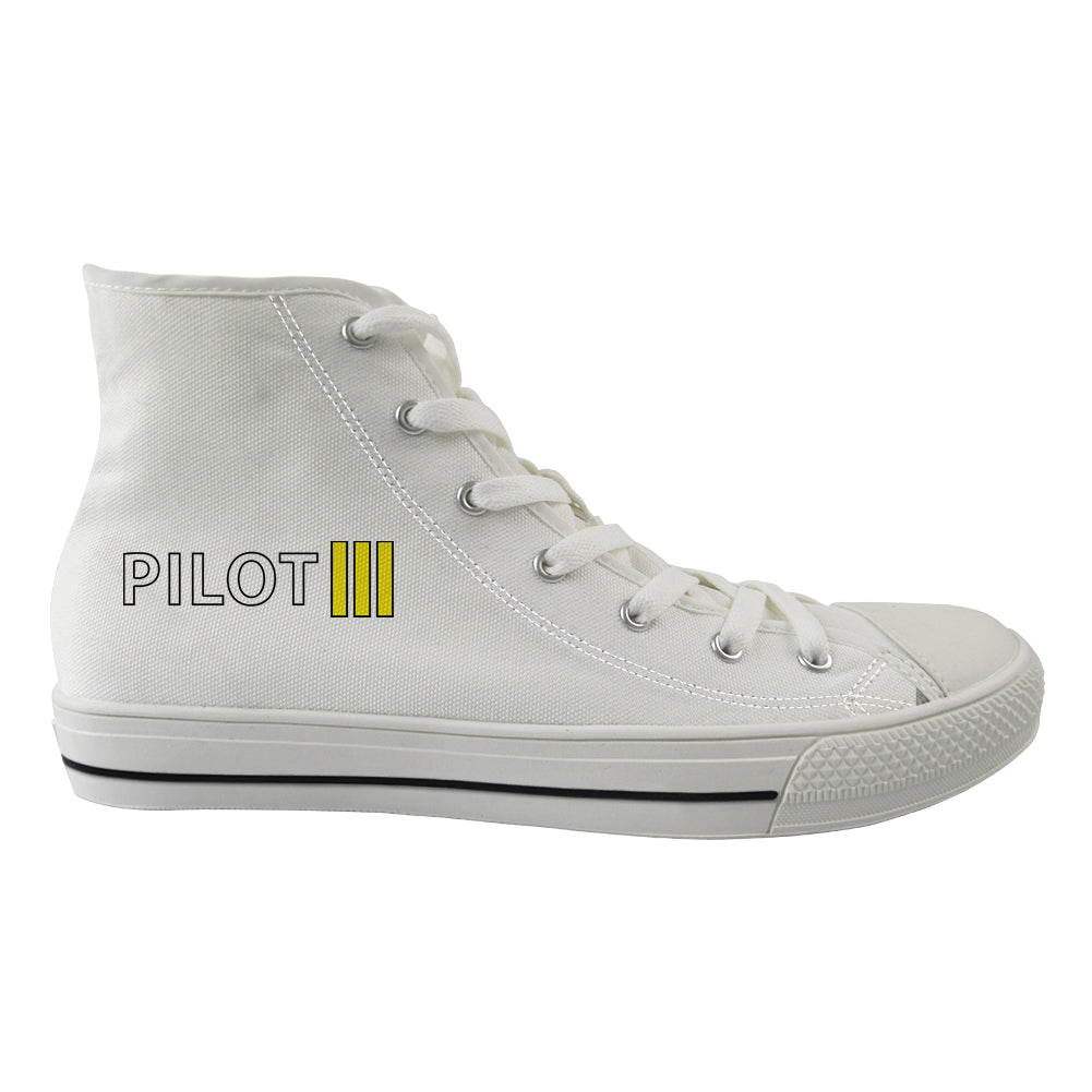 Pilot & Stripes (3 Lines) Designed Long Canvas Shoes (Women)
