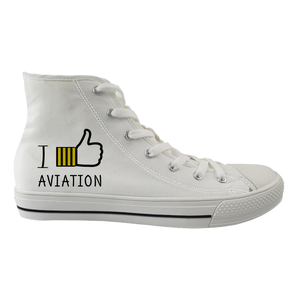 I Like Aviation Designed Long Canvas Shoes (Women)