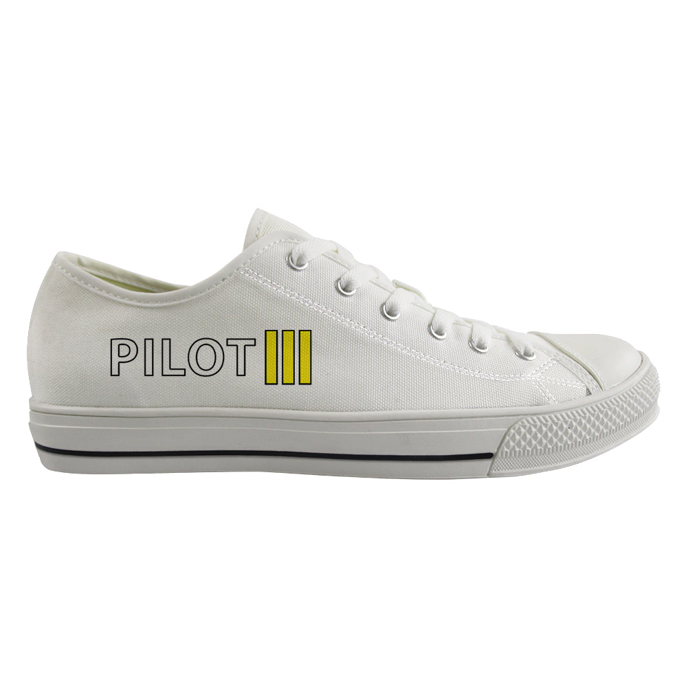 Pilot & Stripes (3 Lines) Designed Canvas Shoes (Women)