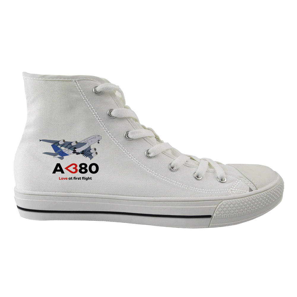 Airbus A380 Love at first flight Designed Long Canvas Shoes (Women)