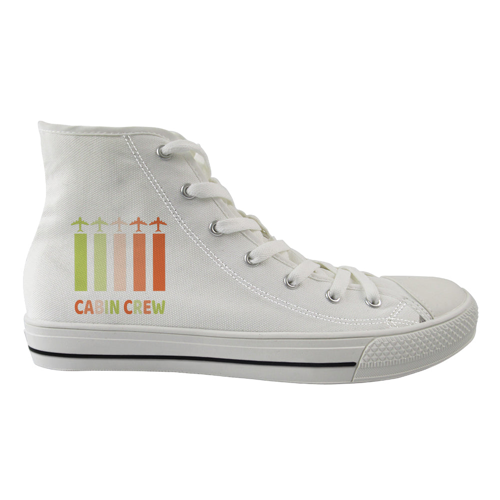 Colourful Cabin Crew Designed Long Canvas Shoes (Women)