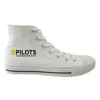 Thumbnail for Pilots They Know How To Fly Designed Long Canvas Shoes (Women)