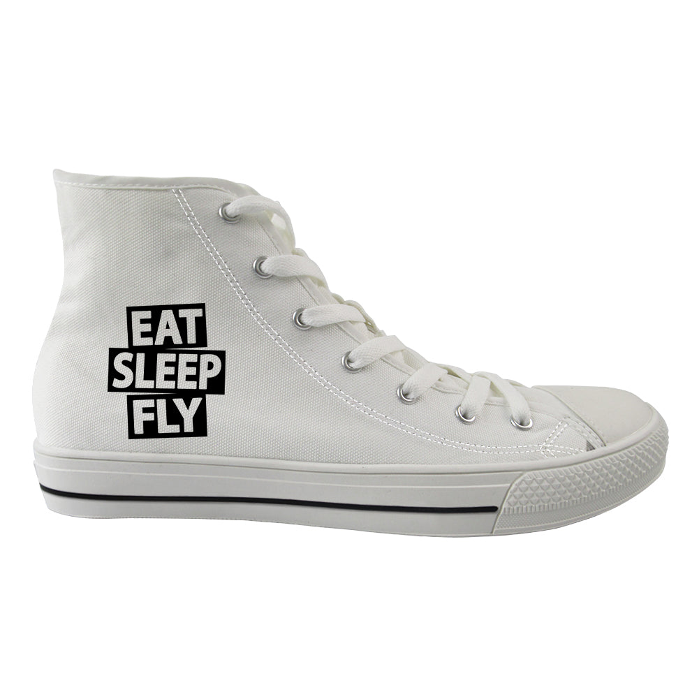 Eat Sleep Fly Designed Long Canvas Shoes (Men)